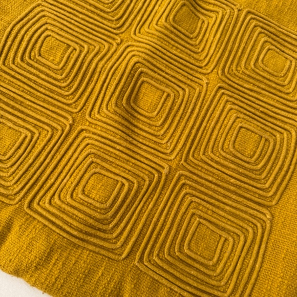 West Elm Cotton Corded Grid Pillow Geometric 20x20 Dark Horseradish - Picture 2 of 6